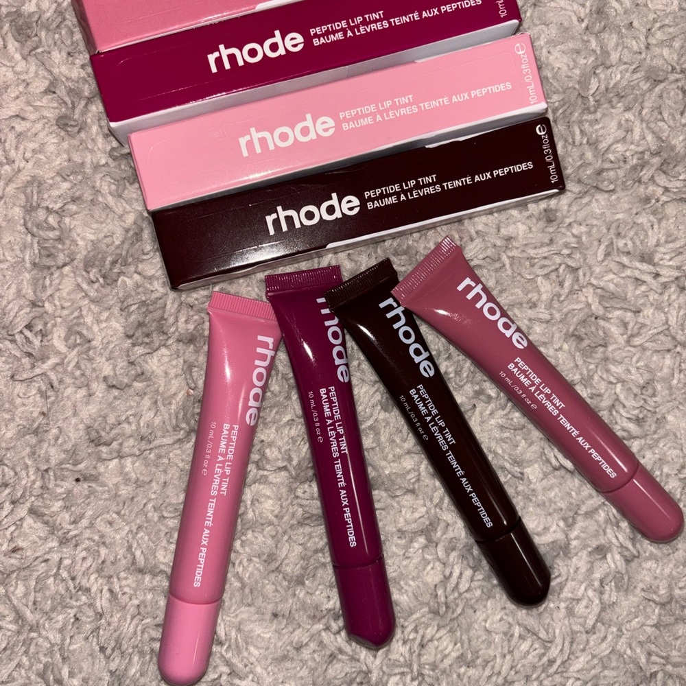 Rhode Peptide Lip Tint Set - raspberry jelly, salty tan, ribbon, and espresso